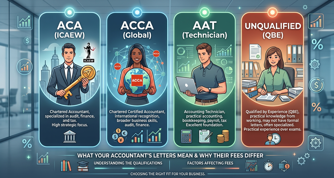 ACA, ACCA, AAT or Unqualified? What Your Accountant’s Letters Actually Mean, and Why Their Fees Differ